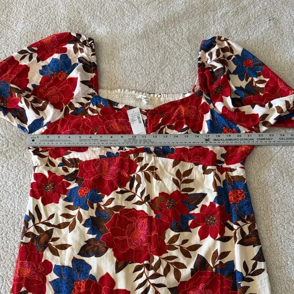 Maurices Vibrant Red and Blue Floral Midi Dress 1X New - Picture 5 of 6